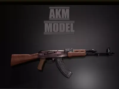 AKM Assault Rifle 3D model Low-poly 3D model