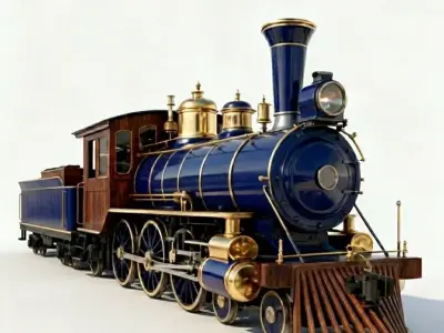 Realistic Classic Steam Locomotive 3D Model Low-poly 3D model