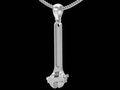 Wrench pendant silver gold printable jewelry 3D model 3D print model