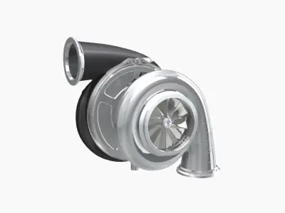 Forced Inductions GTR 107mm GEN4 black polished turbocharger Low-poly 3D model