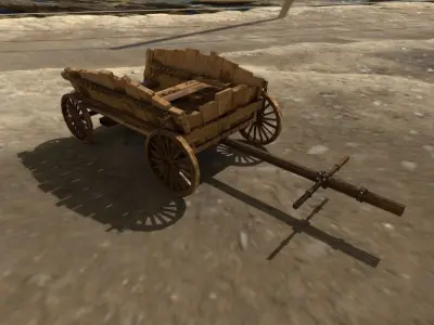 Low Poly Medieval Cart Low-poly 3D model