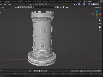 Ancient Roman Rook Chess Piece  3D print model