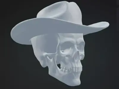 Skull with Hat 3D Model Realistic Decorative Sculpture Free 3D print model