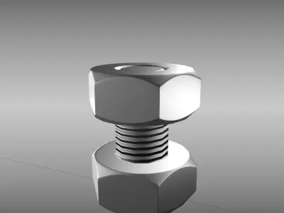 Low-Poly Nut and Bolt Low-poly 3D model