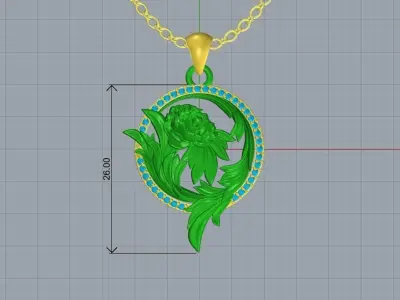 Flower Diamond Pendant Design 3D print model