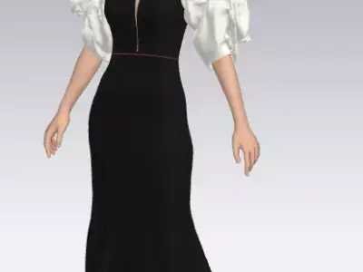 dress heart neckline and drape watermelon slevee Low-poly 3D model
