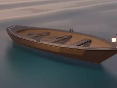 low-poly wooden boat Free low-poly 3D model