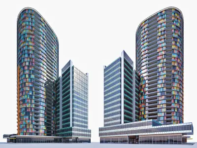 Residential Tower 02  Low-poly 3D model