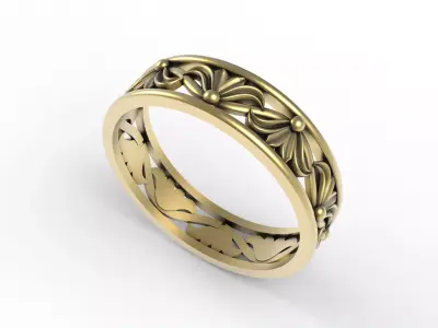 Antique Floral Wedding Band 3D print model