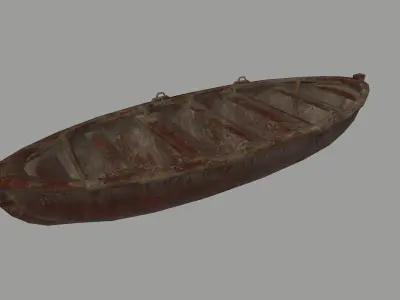 boat 5 old wooden Low-poly 3D model