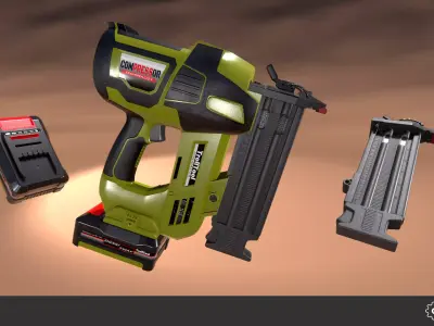 Nail Gun Set Low-poly 3D model
