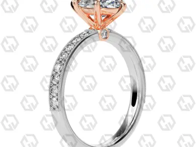 Ring 165 Marquise Shape milgrain pave set ring with Gems 3D print model