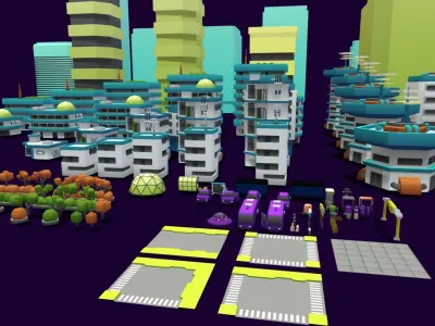 VIASS Lowpoly City Pack Low-poly 3D model