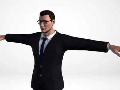 Worker Supervisor Character Rigged Low-poly 3D model