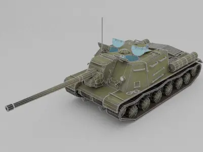 ISU-122 Tank Destroyer Low-poly 3D model