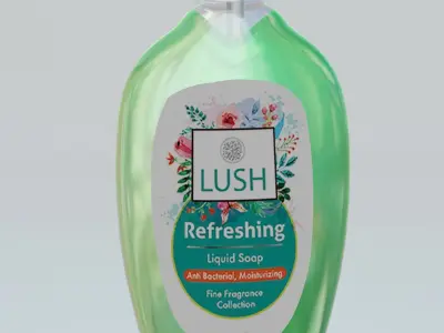 liqued-soap-Refreshing bio little vodka bottle mockup 3D model