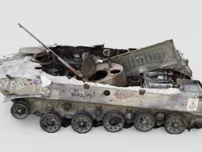 Destroyed BMD-1 Soviet airborne infantry fighting vehicle 3D model