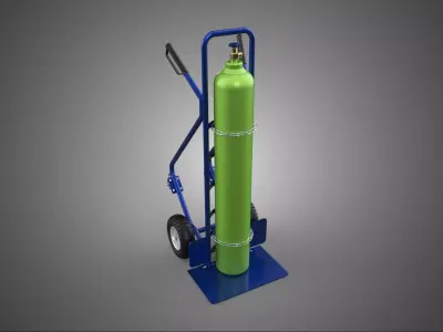 PORTABLE MEDICAL OXYGEN BOTTLE CYLINDER HAND TRUCK TROLLEY CART 3D model