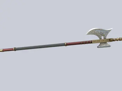 Fantasy halberd Low-poly 3D model get
