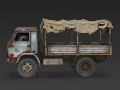 Abandoned Military Logistics Truck 3D Model Low-poly 3D model