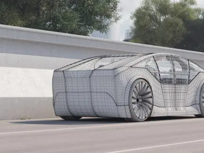 Self-Driving concept car with interior and rigged 3D model purchase