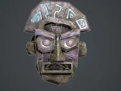 Aztec head Low-poly 3D model