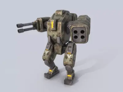 Low poly stylized mech Low-poly 3D model
