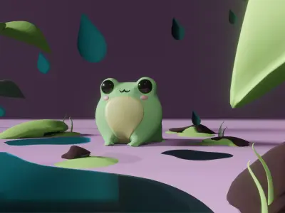 frog in the rain 3D model