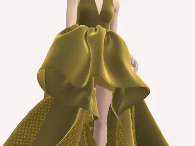 Regal Draped Dress in Style3D Atelier 3D model