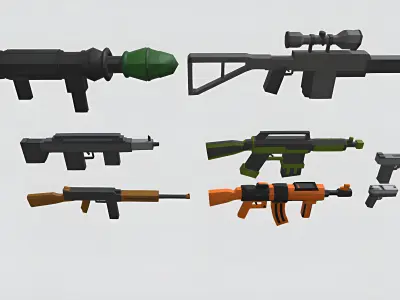 Low poly 3d guns 3d model Low-poly 3D model