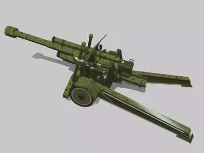 Artelery machine gun Low-poly 3D model