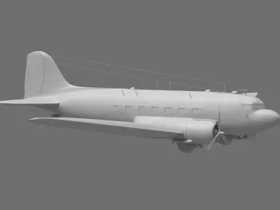 DC-3 Aeroplane 3D model