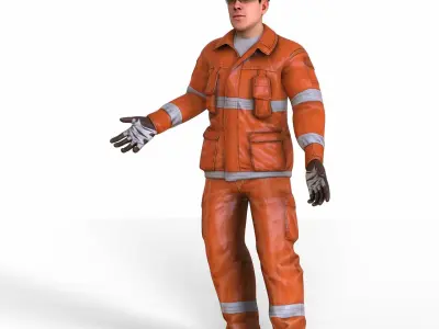 Worker Man rigged Animated Low-poly 3D model