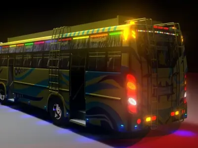 TAMIL NADU PNK SRT BUS 3D MODEL Low-poly 3D model