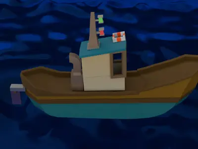 fishin boat for your game Low-poly 3D model