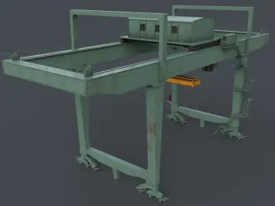 PBR Rail Mounted Gantry Crane RMG V1 - Green Light Low-poly 3D model