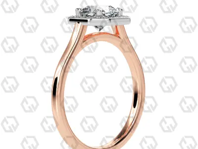 Ring 190 Radiant Shape Cathedral Halo with Gems 3D print model