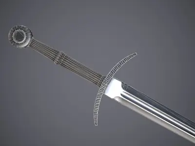 Bastard sword Low-poly 3D model shop