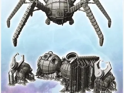 Futuristic six-legged airborne robot with cannon 28 - Future Sci 3D print model