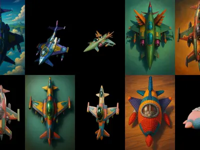 AirCraft bundle 3 pack 100 glb Low-poly 3D model