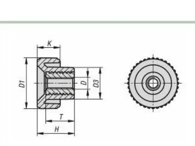 3D Nuts M4 06014 11180424 Knurled plasitc 3D print model 3D print model