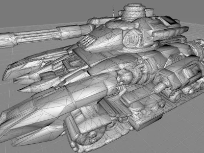 Wrecked Sci-Fi Heavy Tank Post-Apocalyptic Battlefield Prop PBR Low-poly 3D model
