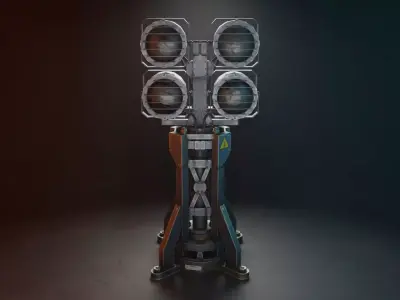 Large Flood or Spot Light Tower Low-poly 3D model