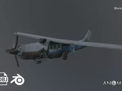 destroyed airplane 3D model
