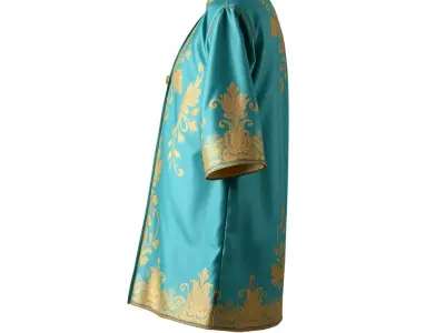 Turquoise Embroidered Robe model pack Low-poly 3D model