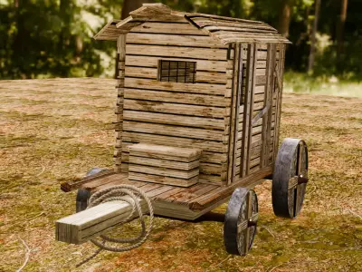 MEDIEVAL PRISON WAGON 3D model