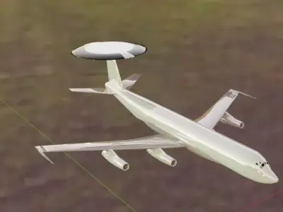 E-3 Style Early AWACS Concept Plane - Custom 1950s Jetliner Low-poly 3D model