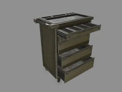 Cupboard metal cabinet with drawers Low-poly 3D model get