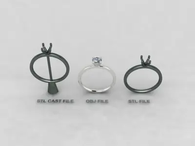 Solitaire Engagement Ring 5mm center size 7 3D print model