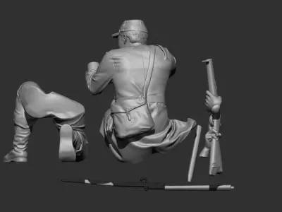 Historical soldier crouching 3D print model